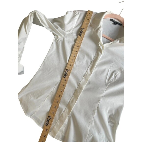 Lafayette 148 New York Womens White Button Up French Cuff Fitted Shirt Cotton 2 - Picture 7 of 10